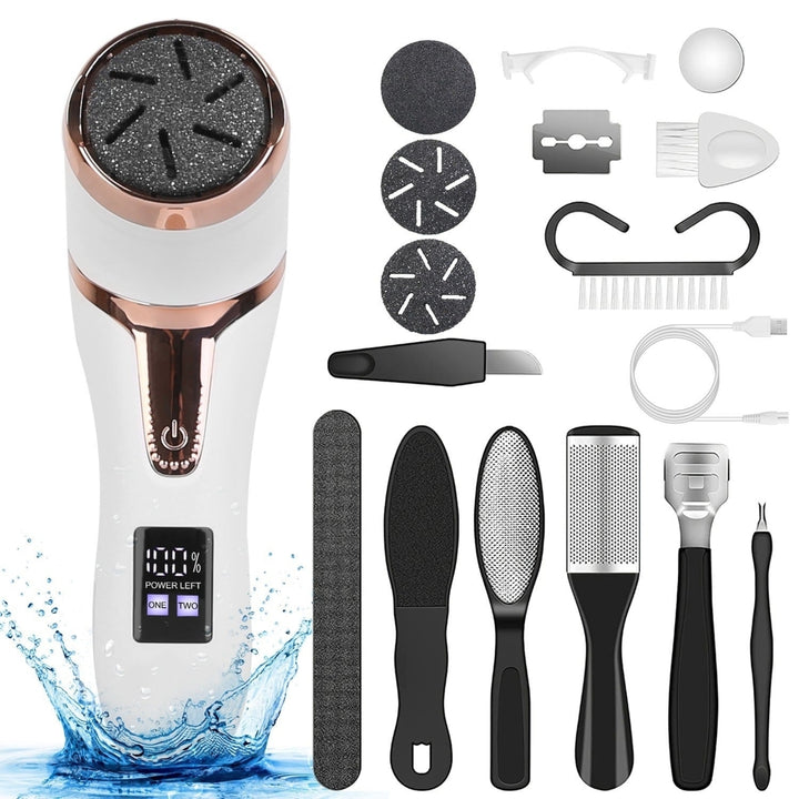 17Pcs Electric Foot Callus Remover with Vacuum Foot Grinder Rechargeable Foot File Dead Skin Pedicure Machine Image 1