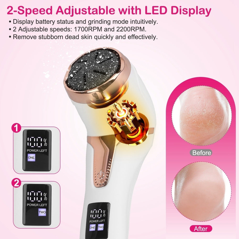 17Pcs Electric Foot Callus Remover with Vacuum Foot Grinder Rechargeable Foot File Dead Skin Pedicure Machine Image 2