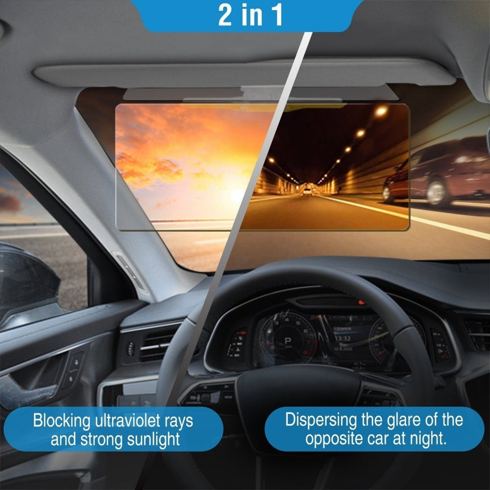 2 IN 1 Anti Glare Auto Sun Visor Day Night Driving HD Clip Sun Shield Blocker Anti Dazzle UV Filtering Shading Mirror Image 2