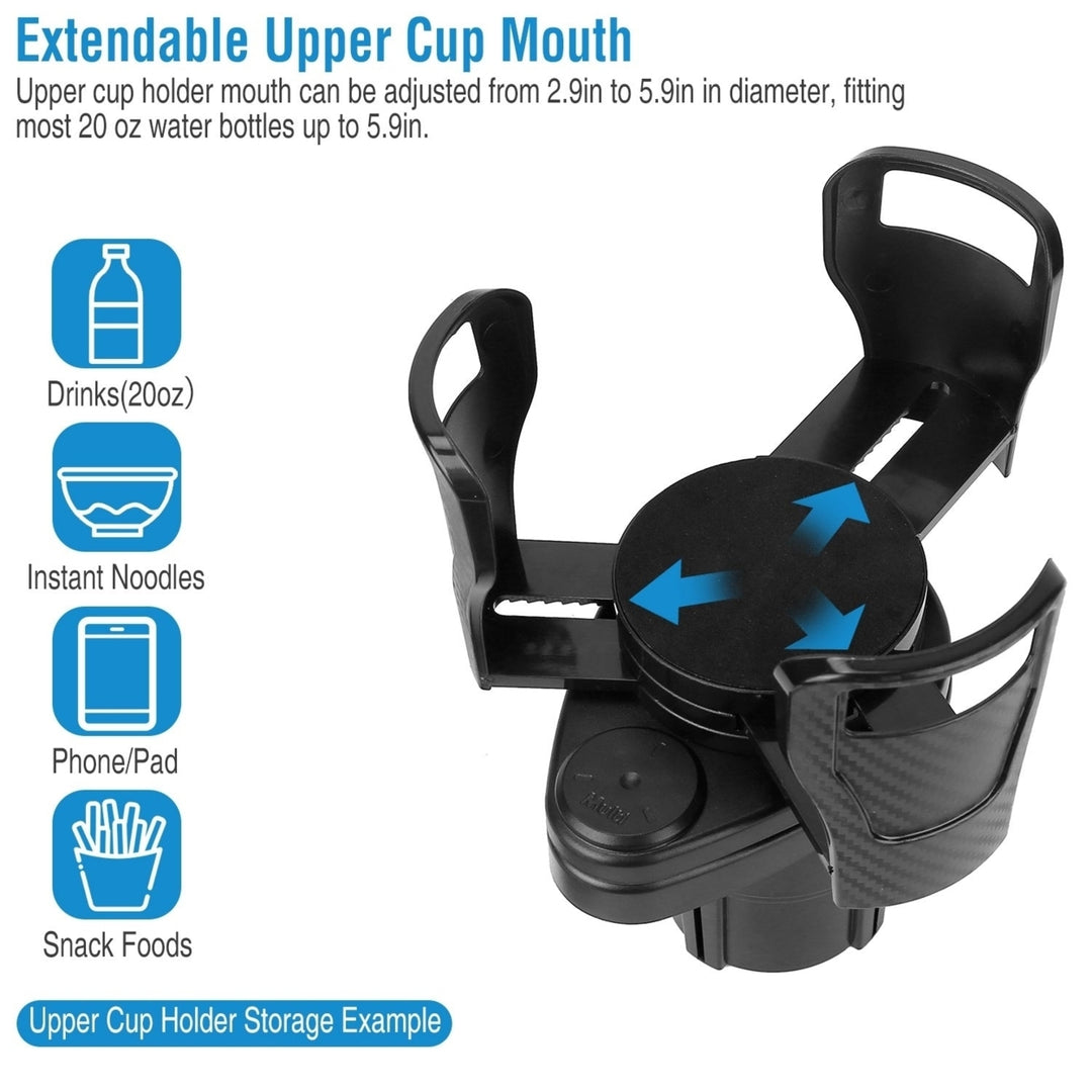 2 In 1 Car Cup Holder Extender Adapter 360 Rotating Dual Cup Mount Organizer Holder For Most 20 oz Up To 5.9in Coffee Image 3