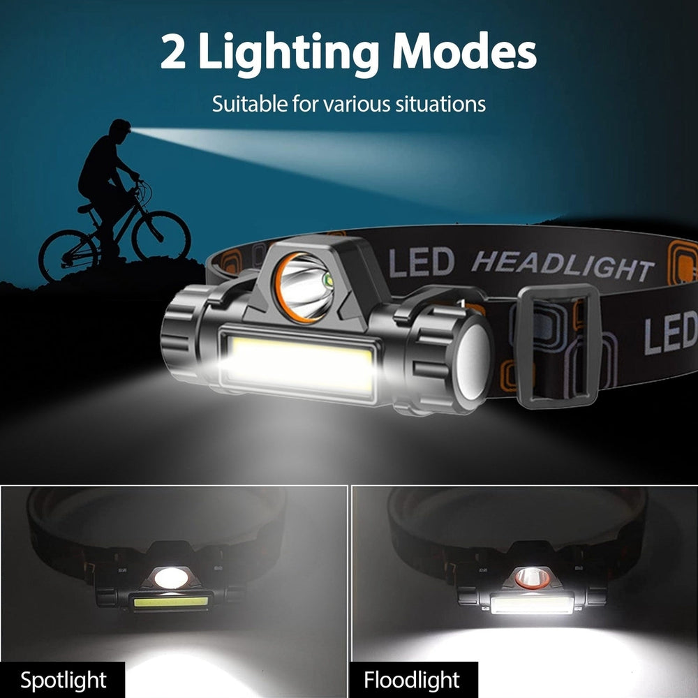 2 Packs Rechargeable Headlamp IPX4 Waterproof Headlight Flashlight Image 2