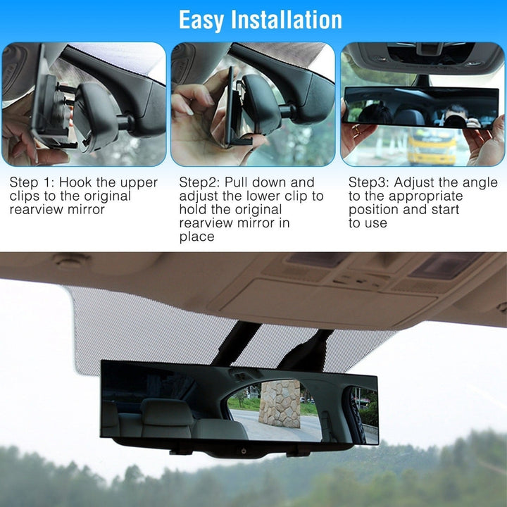 Car Rearview Mirror 11.4in Interior Clip-on Curve Convex Panoramic Anti-glare Rear View Mirrors Image 3