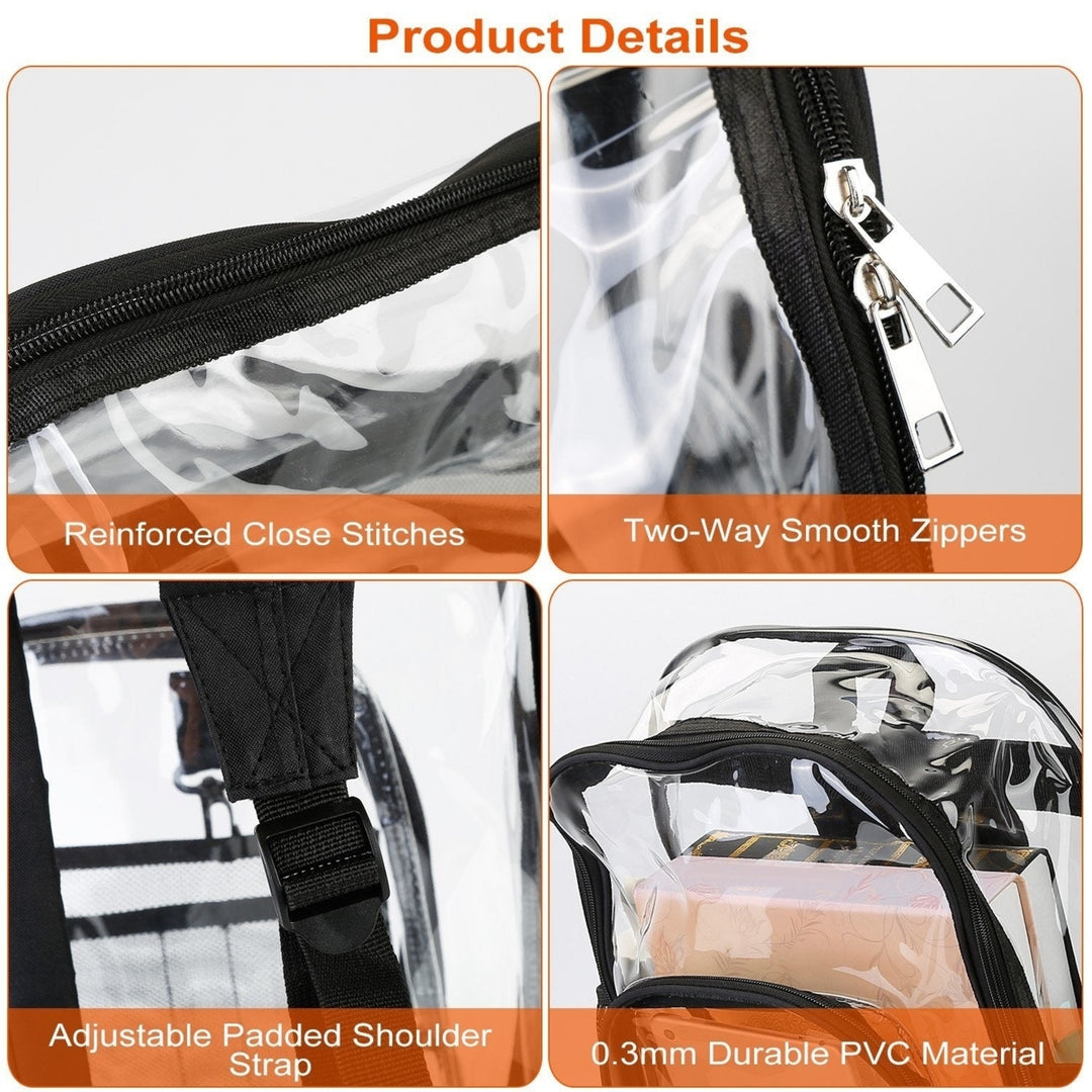 Clear Backpack Heavy Duty Transparent Book Bag Waterproof PVC Clear Backpack 5.3Gal with Reinforced Strap Image 2