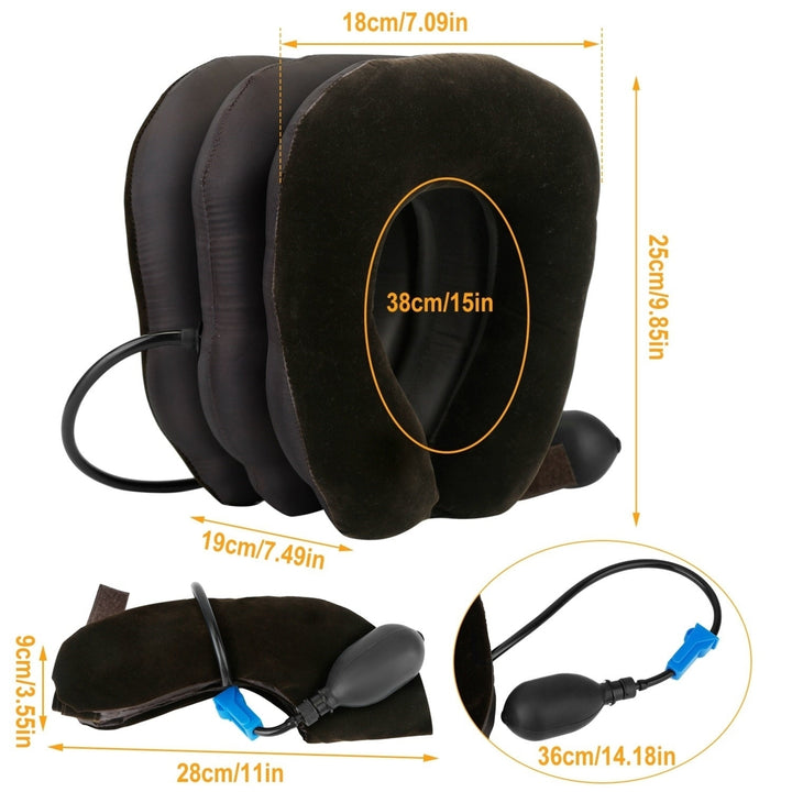 Inflatable Cervical Neck Traction Pillow Neck Shoulder Spine Alignment Pump Travel Support Pillow Inflatable Spinal Image 8