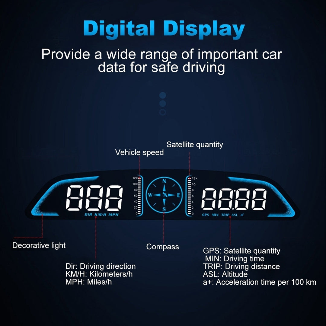 Universal Car HUD GPS Head up Display Speedometer Odometer with Acceleration Time Compass Altitude Driving Distance Over Image 3