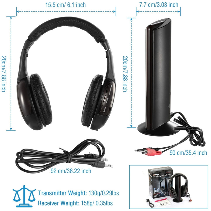 Wireless RF Headphones HiFi Over Ear Headsets RF Transmitter Receiver Image 10