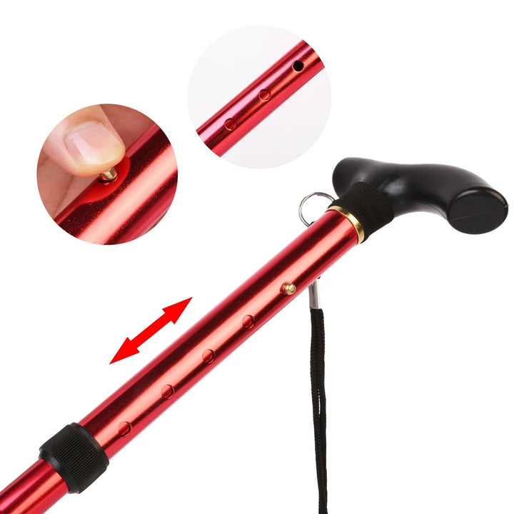 Walking Cane Aluminum Alloy Walking Stick Adjustable Folding Travel Hiking Stick Image 4