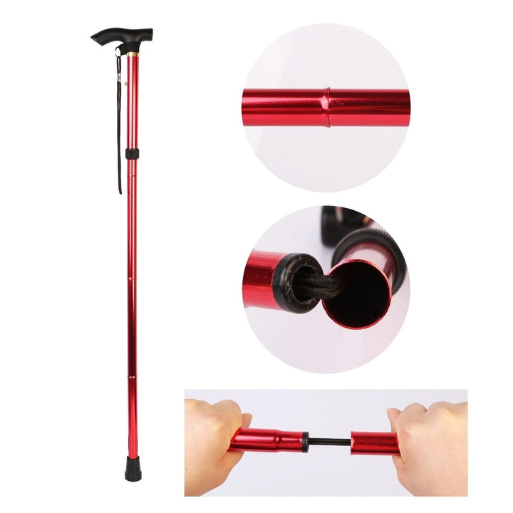 Walking Cane Aluminum Alloy Walking Stick Adjustable Folding Travel Hiking Stick Image 6