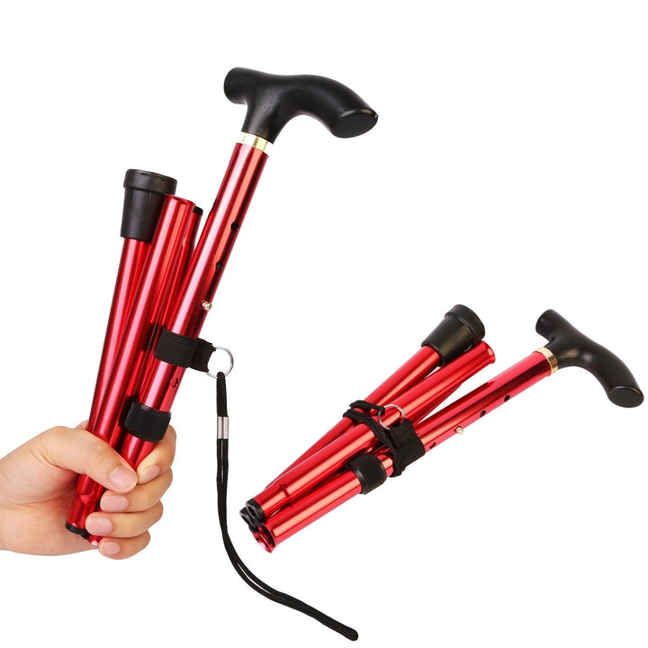 Walking Cane Aluminum Alloy Walking Stick Adjustable Folding Travel Hiking Stick Image 8