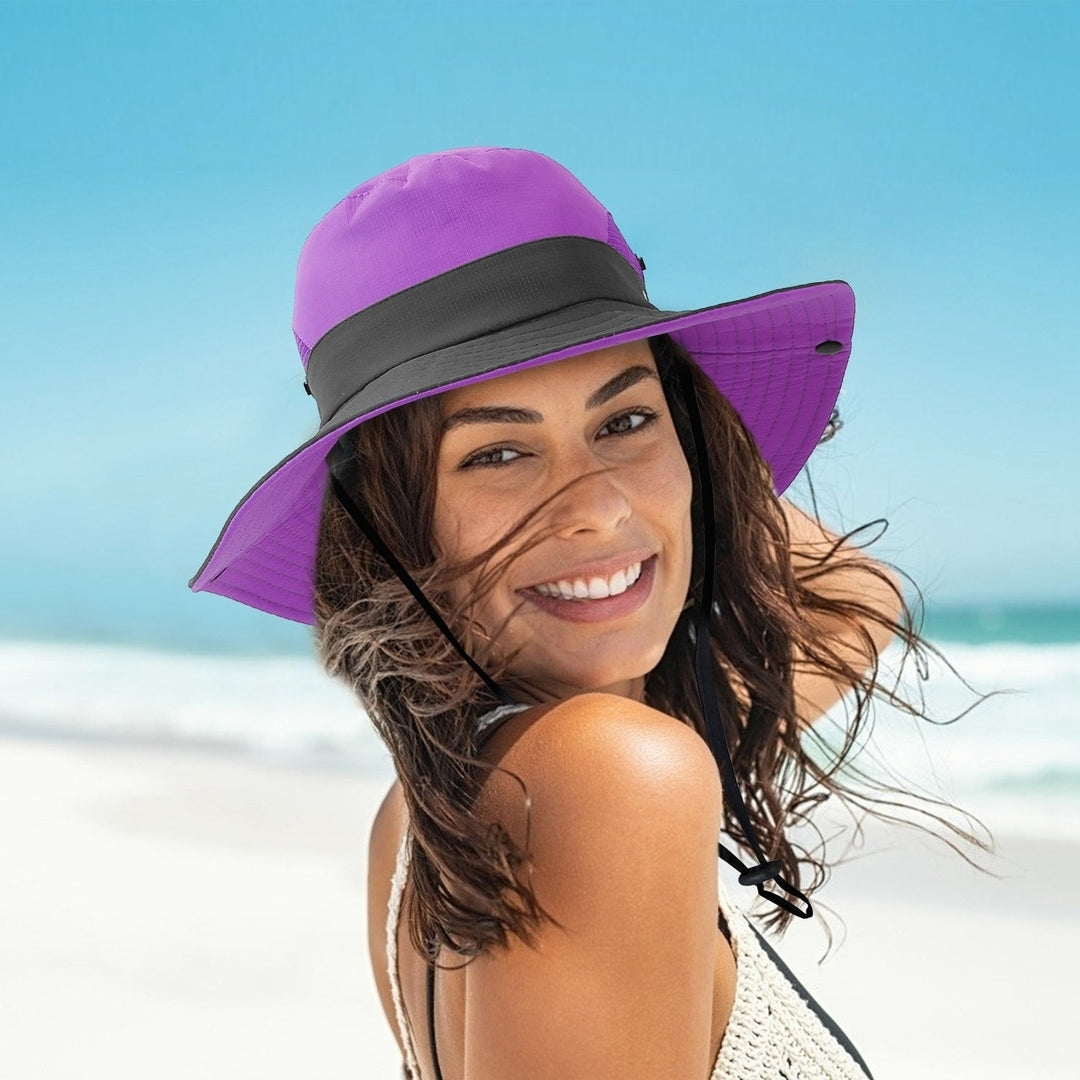 Women Summer Sun Bucket Hats Foldable UV Protection Cotton Cap Image 7