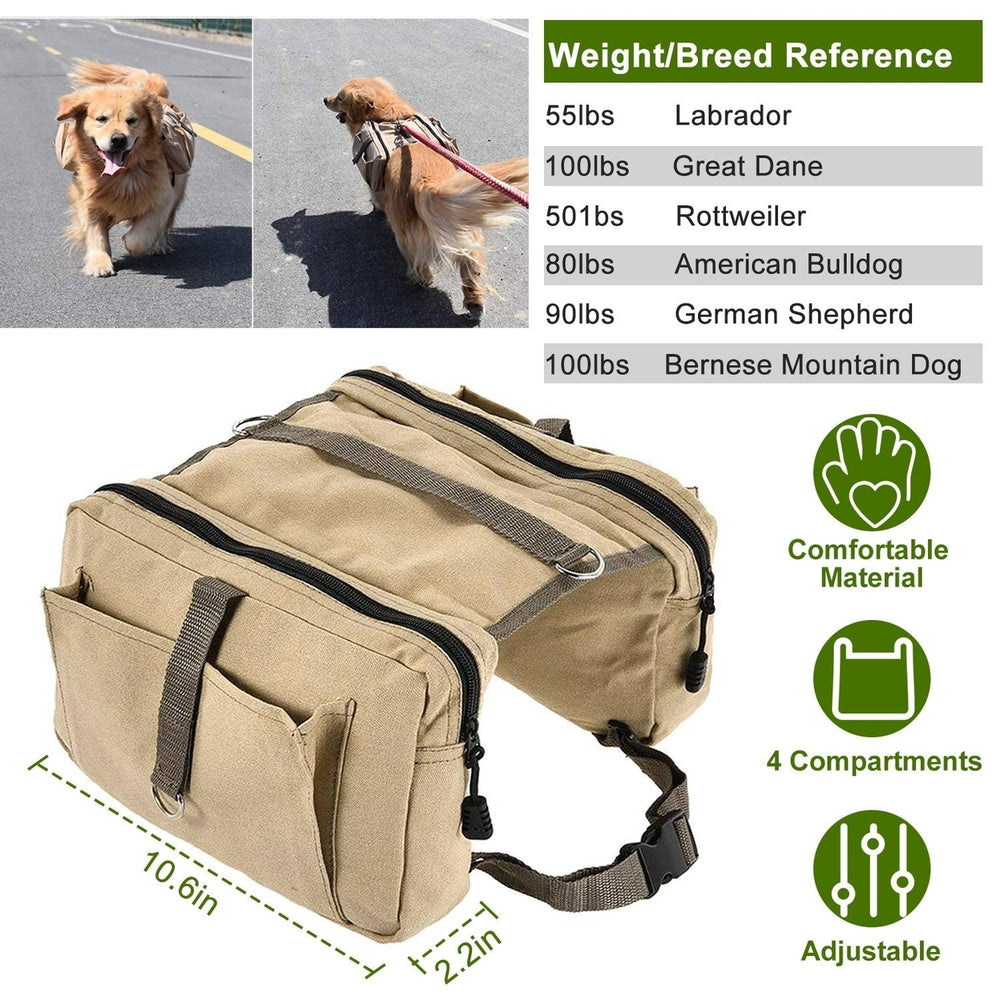 Pet Dog Backpack Hound Hiking Camping Saddle Bag Cotton Canvas For Medium Large Dog Image 2