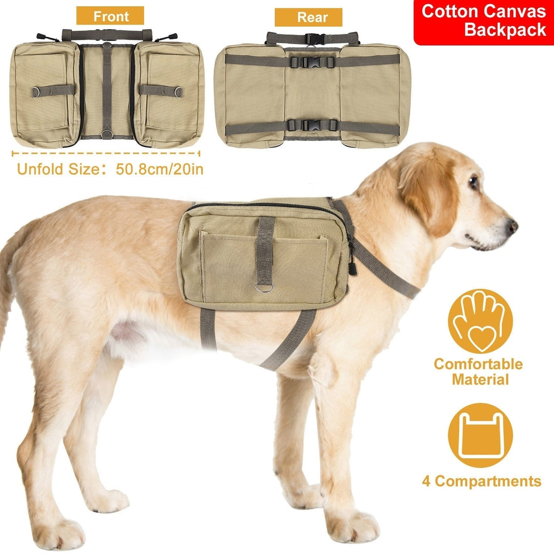 Pet Dog Backpack Hound Hiking Camping Saddle Bag Cotton Canvas For Medium Large Dog Image 3