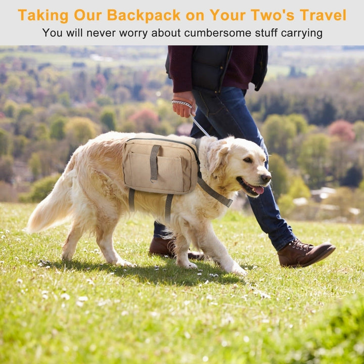 Pet Dog Backpack Hound Hiking Camping Saddle Bag Cotton Canvas For Medium Large Dog Image 10