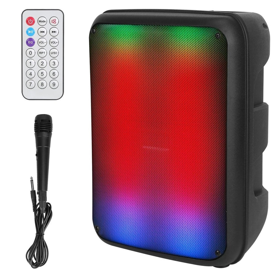 Wireless Party Speaker 8in Colorful Lights DJ PA System with TWS Function FM Radio USB MMC Card Reading Aux In Recording Image 1