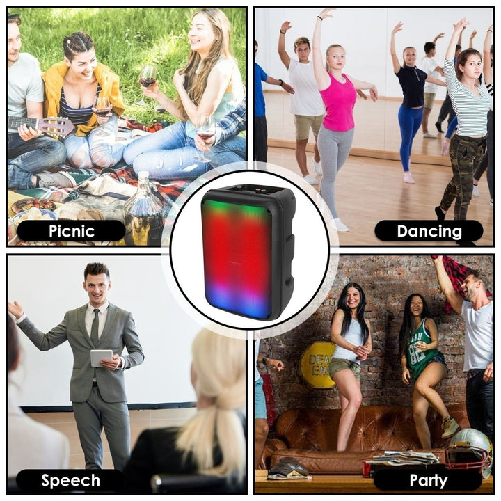 Wireless Party Speaker 8in Colorful Lights DJ PA System with TWS Function FM Radio USB MMC Card Reading Aux In Recording Image 4