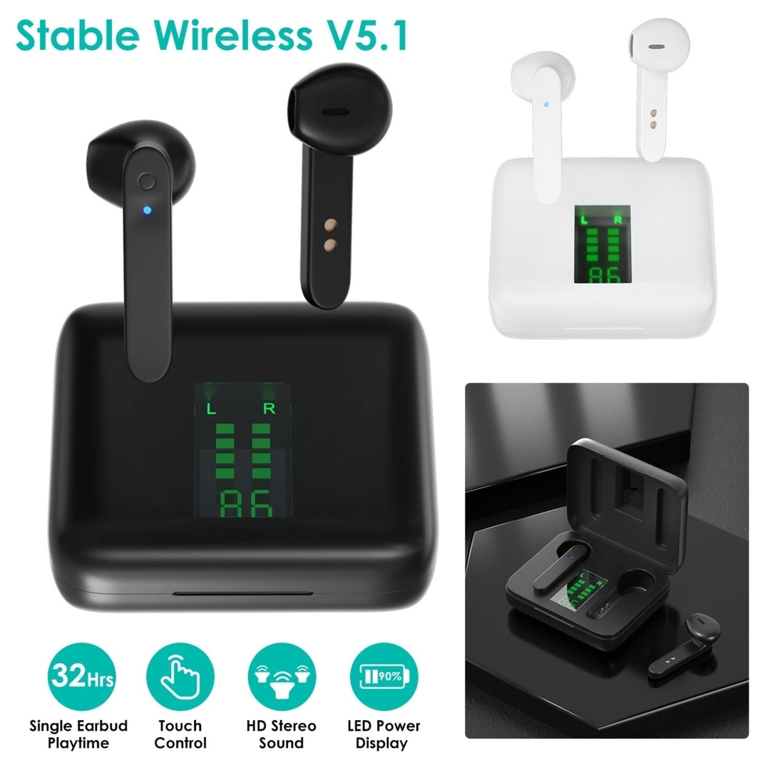 True Wireless Stereo V5.1 Earbuds Touch Control In-Ear TWS Headsets Headphone Earpiece with LED Display Magnetic Image 3