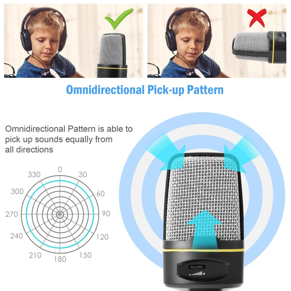 Pro Condenser Microphone with Tripod Stand Audio Studio Recording Desktop Mic Flexible Mic Image 2