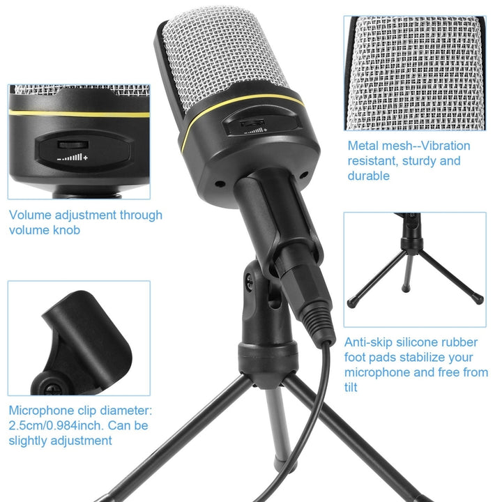 Pro Condenser Microphone with Tripod Stand Audio Studio Recording Desktop Mic Flexible Mic Image 4