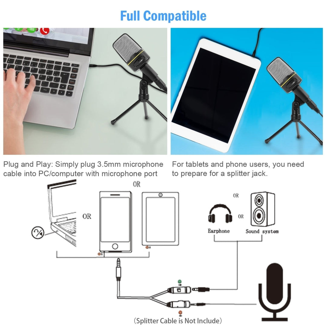 Pro Condenser Microphone with Tripod Stand Audio Studio Recording Desktop Mic Flexible Mic Image 4