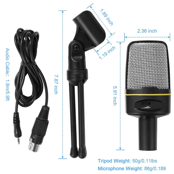 Pro Condenser Microphone with Tripod Stand Audio Studio Recording Desktop Mic Flexible Mic Image 12