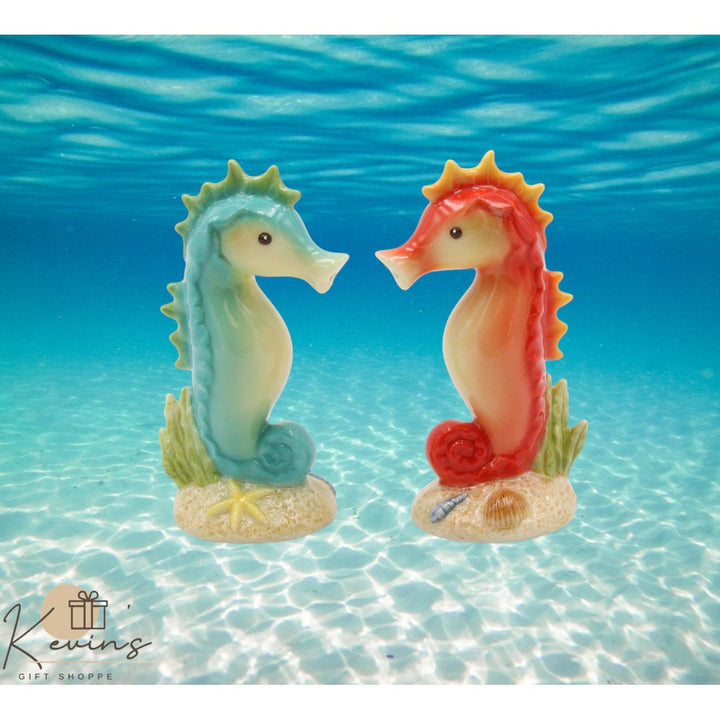 Ceramic Seahorse Salt and Pepper Shakers 4 Inch Kitchen Image 1