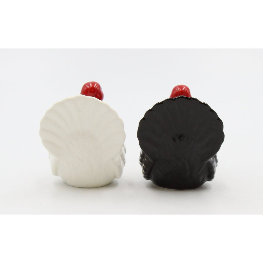 Ceramic Turkey Salt and Pepper Shakers White and Black 2.5 inches Image 4