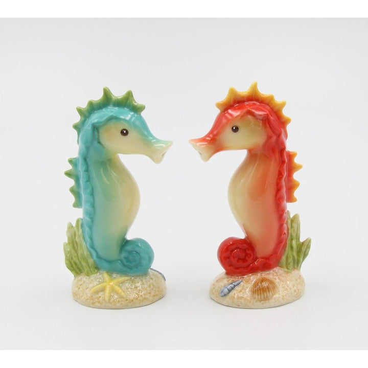 Ceramic Seahorse Salt and Pepper Shakers 4 Inch Kitchen Image 2