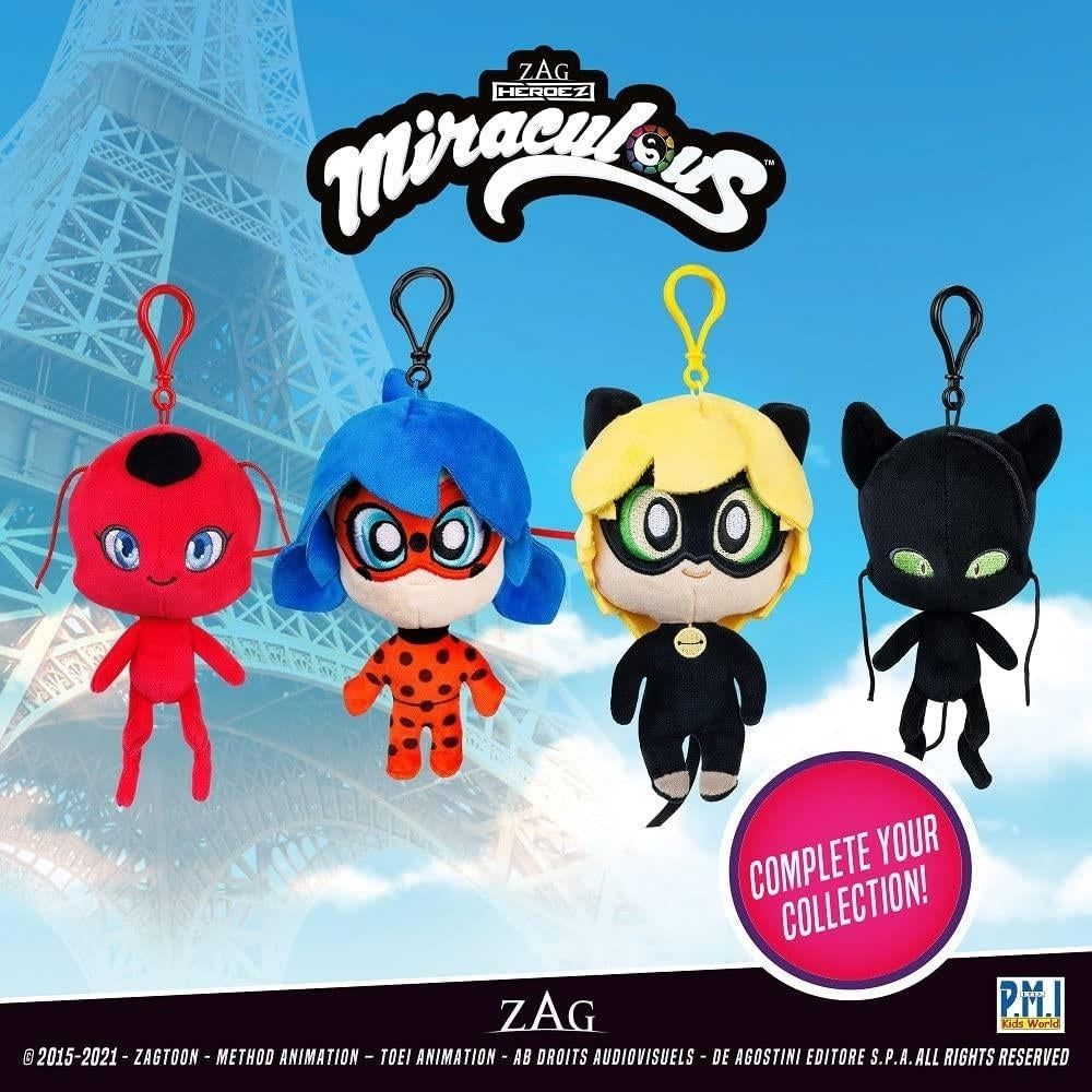 Miraculous Ladybug and Tikki Plush Clip-On Toys Backpack Charm 6" Characters Collectibles PMI International Image 4