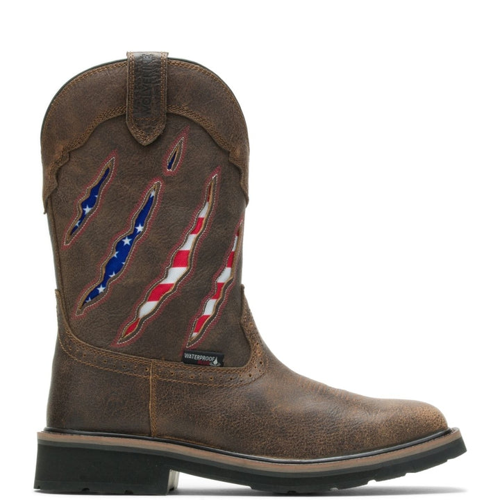 WOLVERINE Men's Rancher Claw Steel Toe Wellington Work Boot Brown/Flag - W201218  flag/brown Image 1