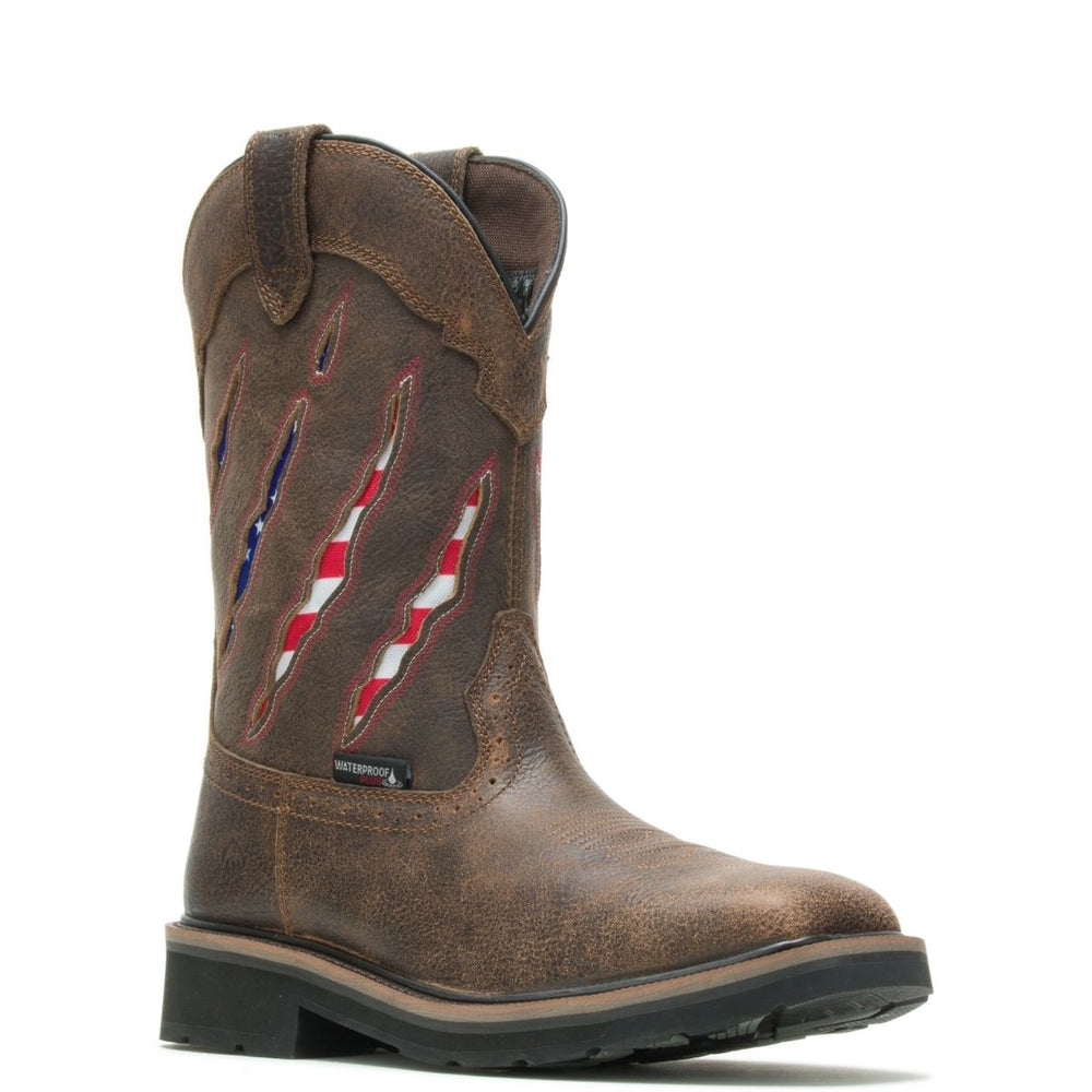 WOLVERINE Mens Rancher Claw Steel Toe Wellington Work Boot Brown/Flag - W201218  flag/brown Image 2