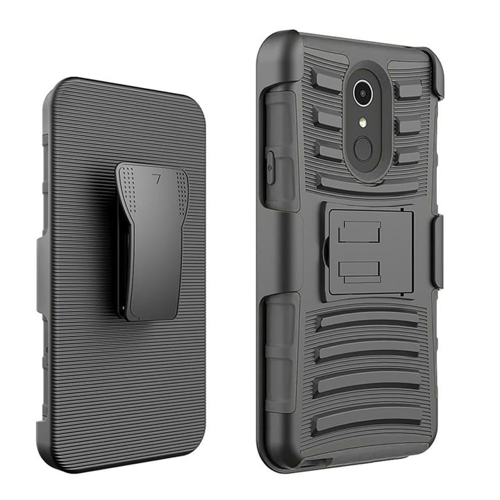 LG Stylo 4 Heavy Duty Rugged Case with Holster Kickstand Black Shockproof Image 4