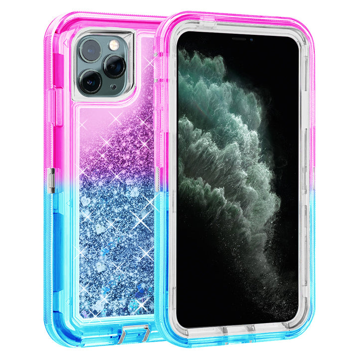 For Apple iPhone 11 Pro Max 6.5 Dual Layer Protective Shockproof Liquid Bling Sparkle Floating Glitter Quicksand Phone Image 9