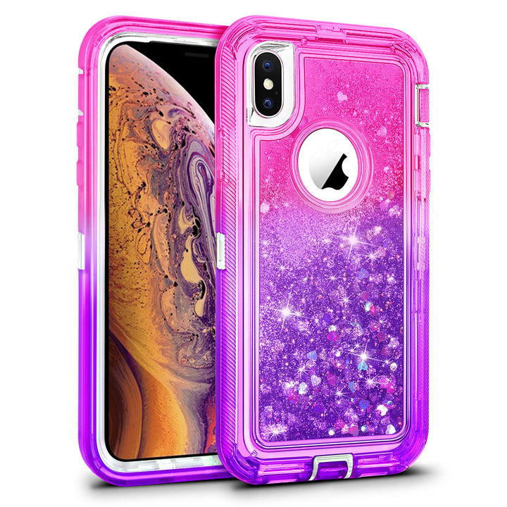 For Apple IPhone XS MAX 6.5 Dual Layer Protective Shockproof Liquid Bling Sparkle Floating Glitter Quicksand Phone Case Image 9