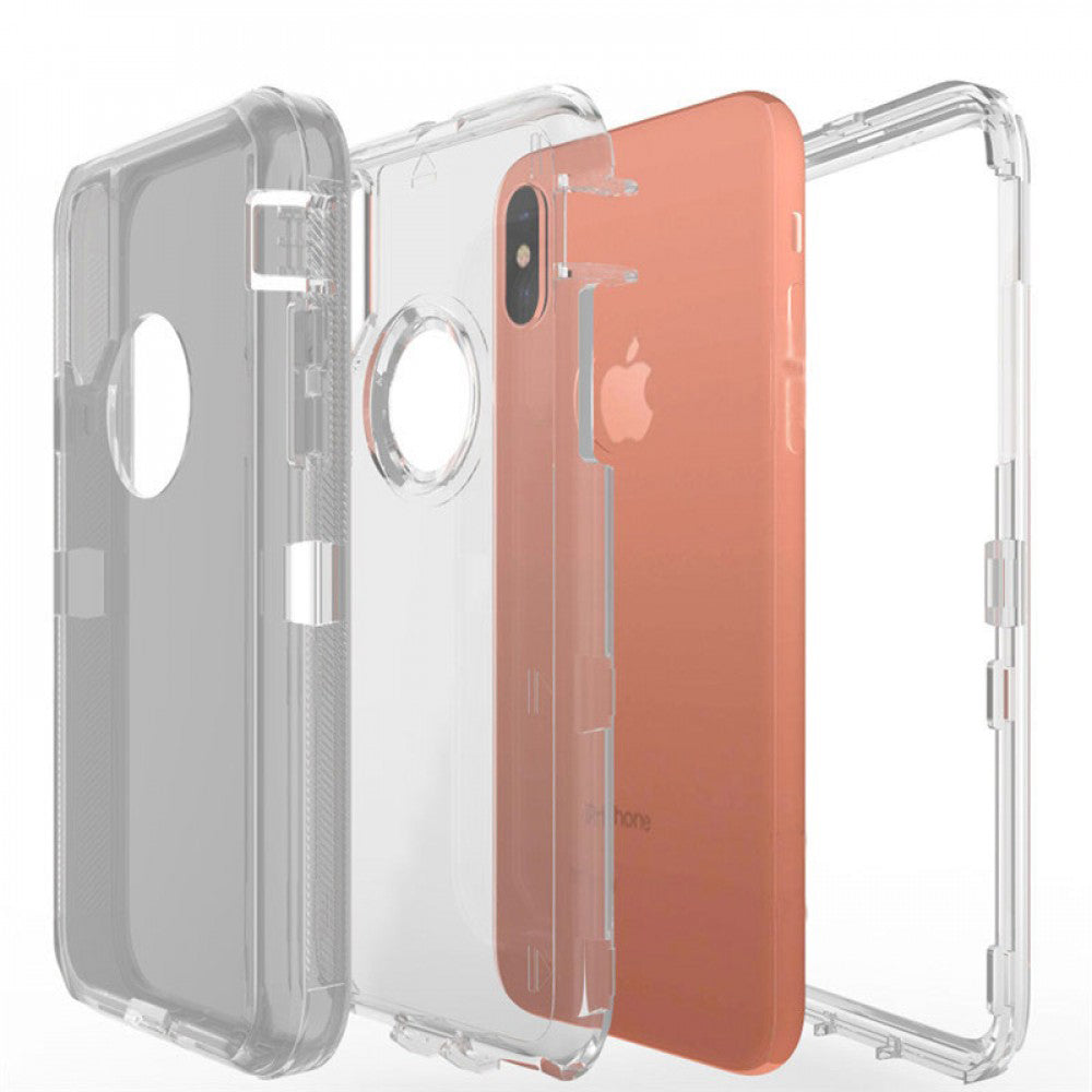 For Apple IPhone 6/6S / IPhone 7 / IPhone 8 Transparent Defender Armor Hybrid Case Cover Clear Image 3