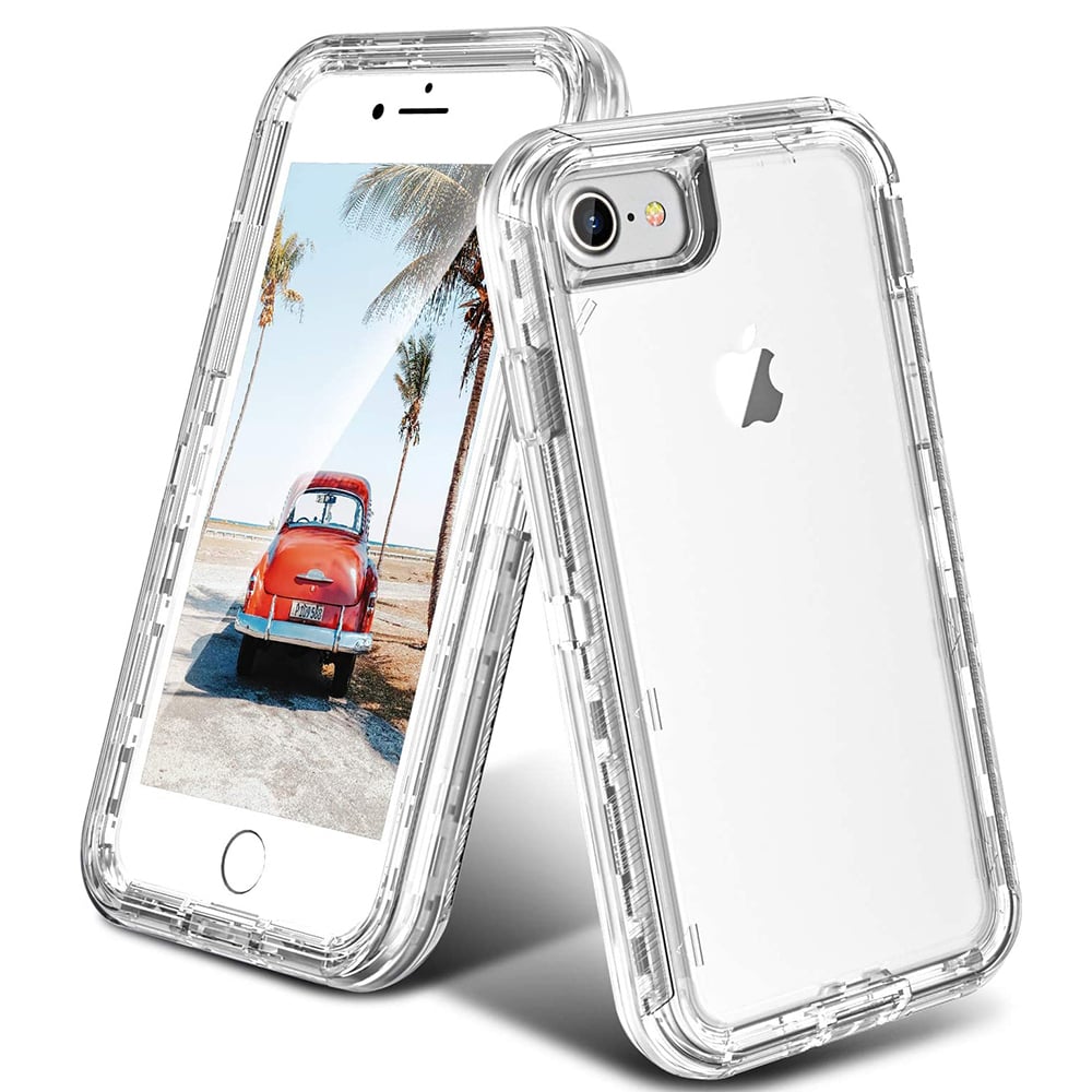 For iPhone SE 3/SE 2 (2022/2020) and iPhone 8/7 / iPhone 6S/6 Transparent Defender Armor Hybrid Case Cover Clear Image 1