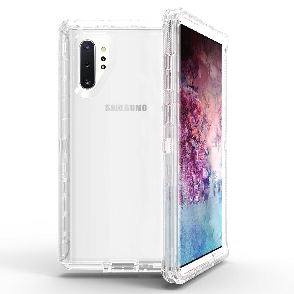 For Samsung Galaxy Note 10 Plus / Note 10 Pro Transparent Defender Armor With Belt Clip Hybrid Case Cover Clear Image 1