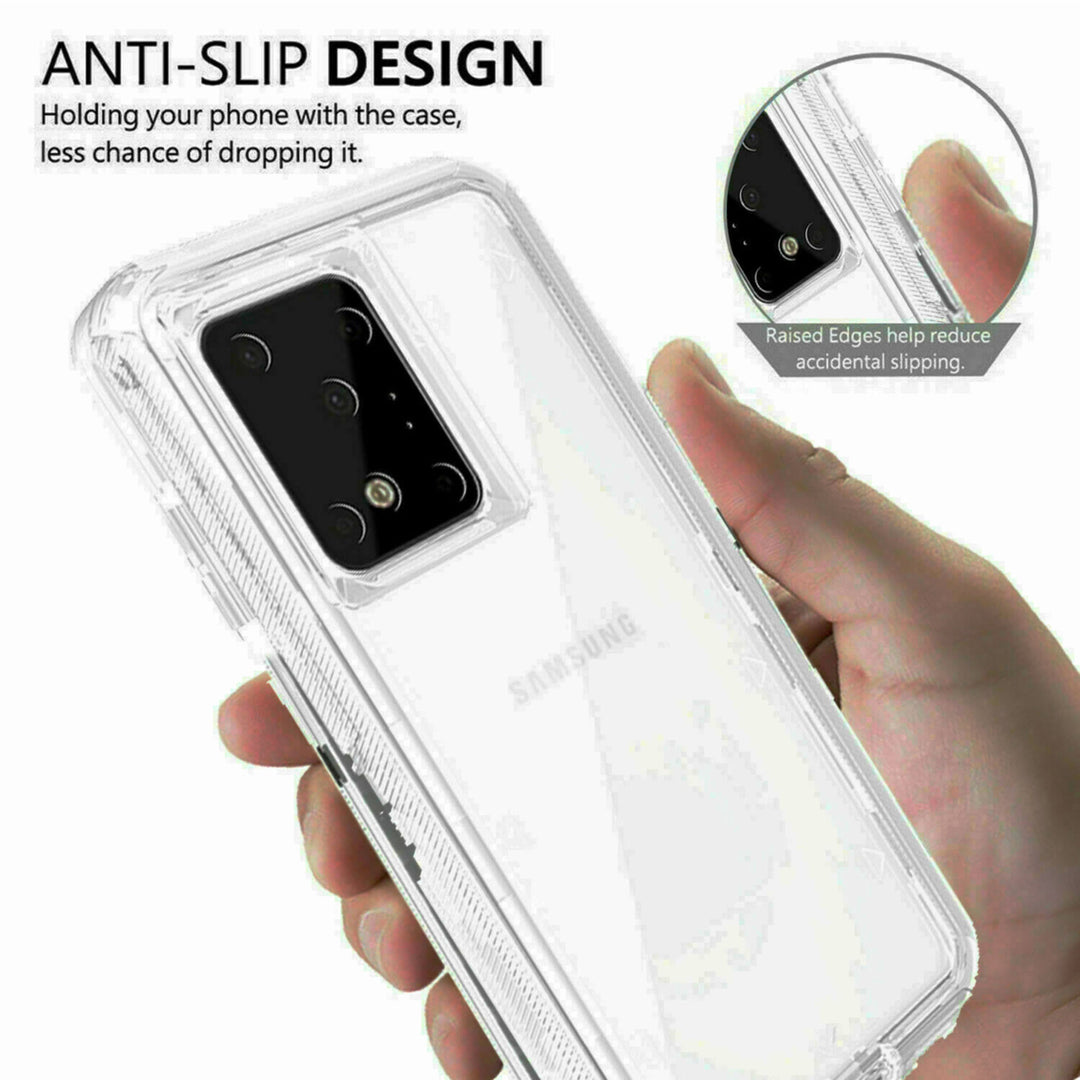 Samsung Galaxy S21 Ultra 5G Hybrid Clear Shockproof Armor Case with Clip Image 3