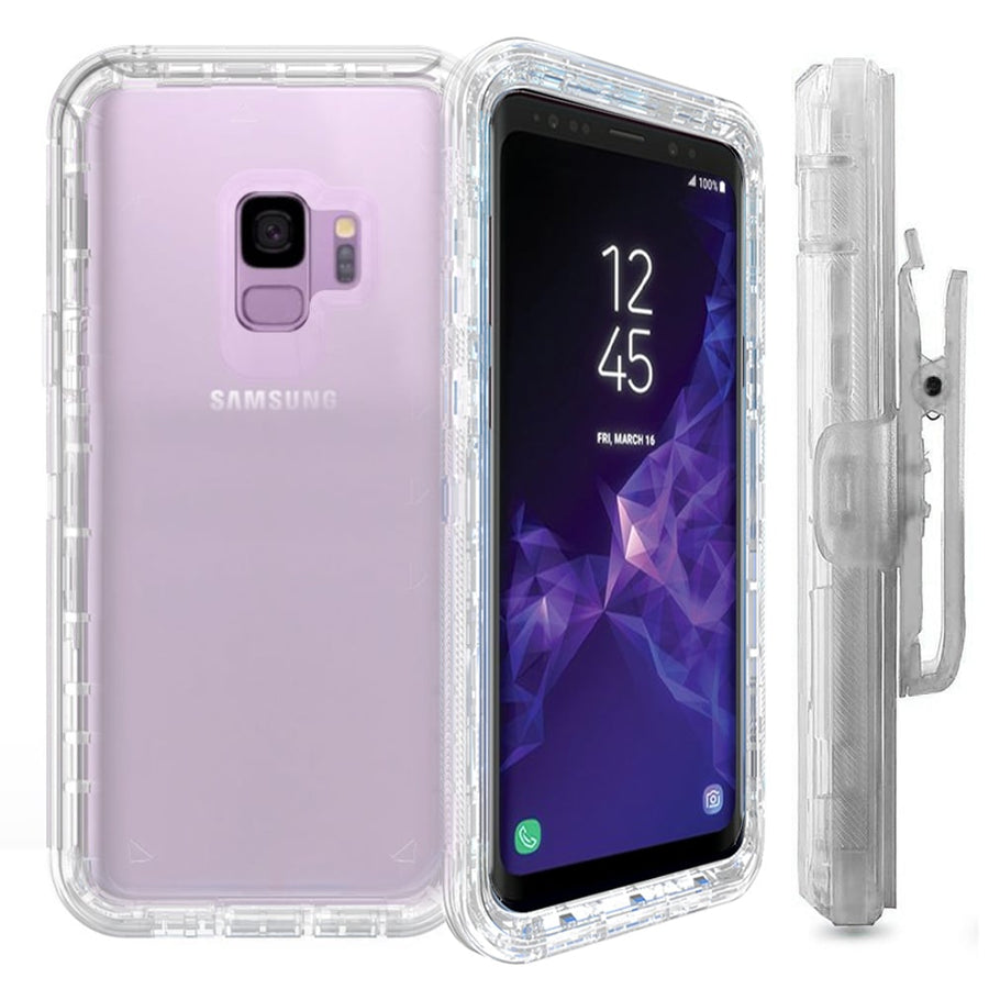 Samsung Galaxy S9 Transparent Armor Hybrid Case Cover with Clip Shockproof Image 1