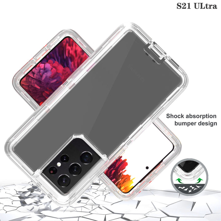 Samsung Galaxy S21 Ultra 5G Hybrid Clear Shockproof Armor Case with Clip Image 4