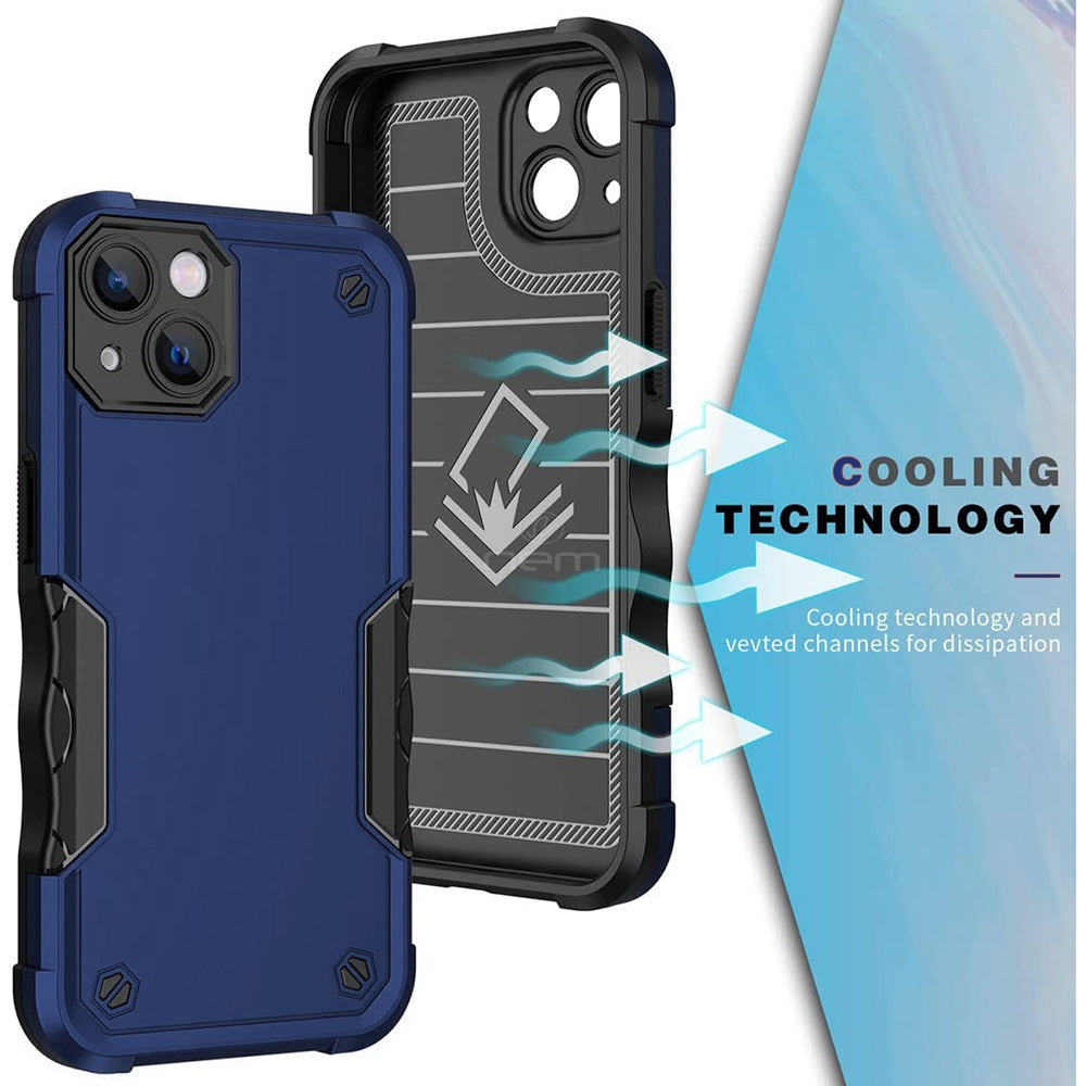 For Apple iPhone 14 6.1 Dual Layer Commuter Style Heavy Duty Protective Shockproof Trailblaze Hybrid Case Cover Blue Image 3