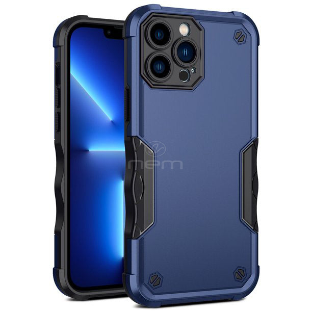 For Apple iPhone 14 Pro 6.1 Dual Layer Commuter Style Heavy Duty Protective Shockproof Trailblaze Hybrid Case Cover Blue Image 1