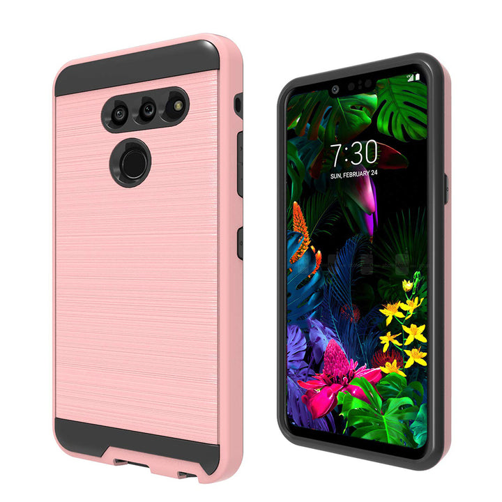 For LG G8 ThinQ [Luxury Brushed] Shockproof Slim Design Armor Defender Dual Layer Hybrid Rugged PC Plastic Impact Image 7