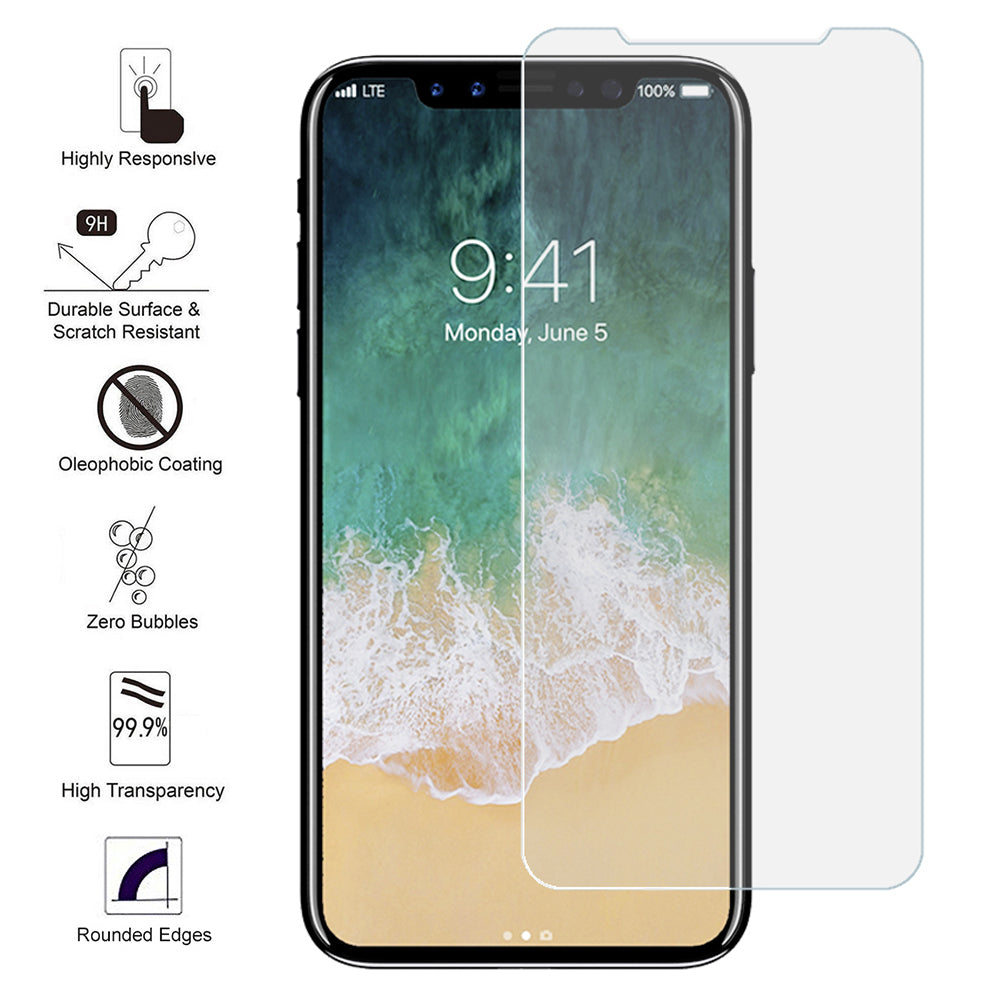 For Apple iPhone XS / iPhone X Front and Back Coverage 3D-Touch Layer 2.5D Round Edge 9H Ultra-Clear Tempered Glass Image 1