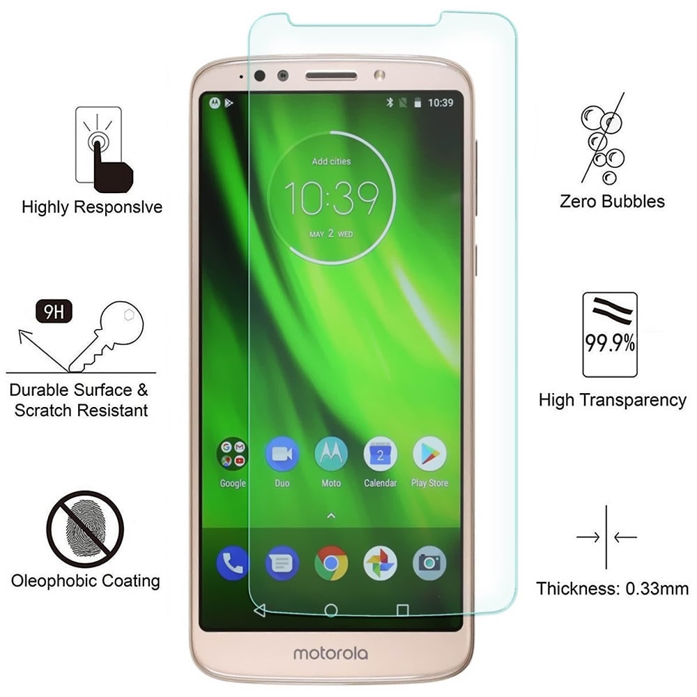 Motorola Moto G6 Play Tempered Glass Screen Protector 9H Ultra-Clear 2.5D Edge Image 1