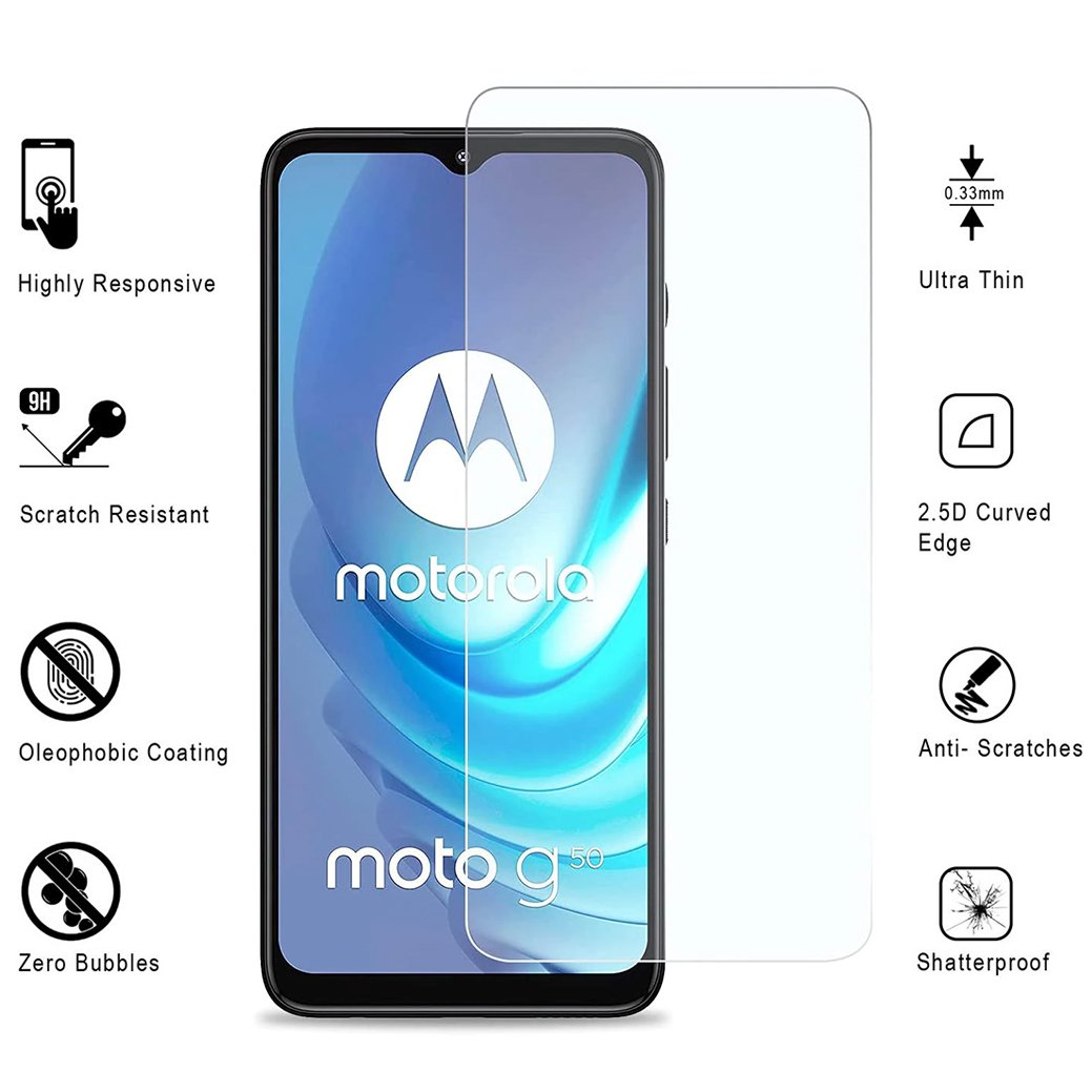 Motorola Moto G50 5G Tempered Glass Screen Protector 9H Ultra Clear 2.5D Edge Image 1