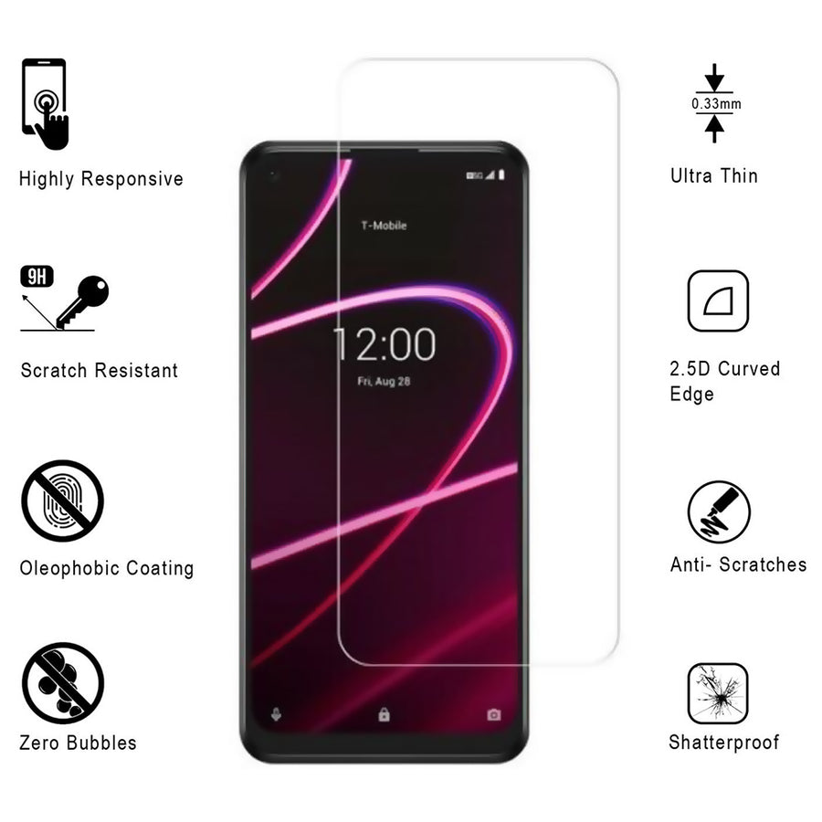 TCL Revvl 5G Tempered Glass Screen Protector 9H Ultra-Clear Bubble-Free 2.5D Image 1