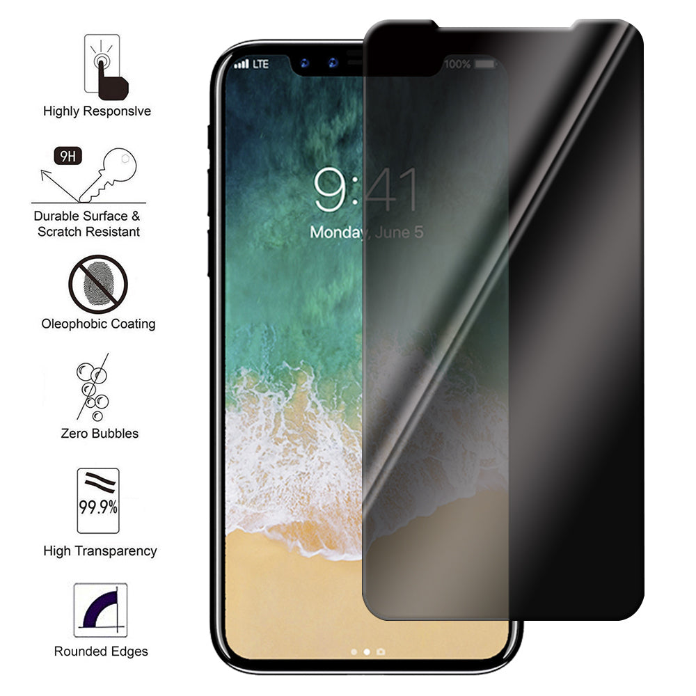 For Apple IPhone XS / Apple IPhone X Privacy Screen Protector Anti-Spy Tempered Glass Film 3D Full Coverage Image 1