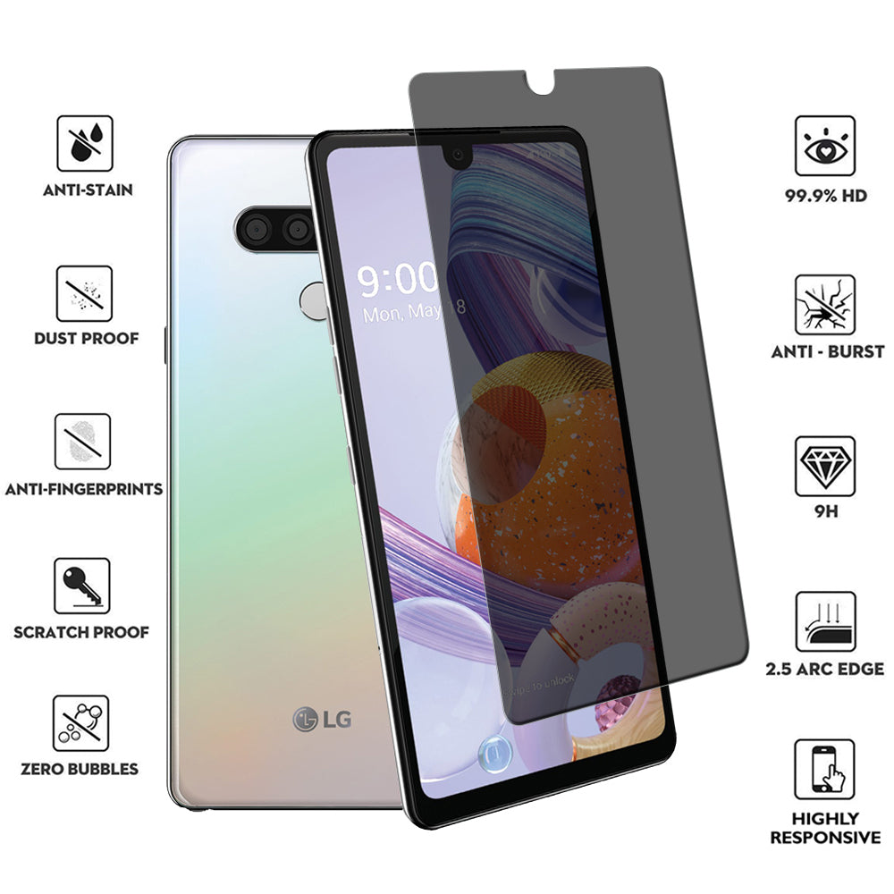 LG Stylo 6 Privacy Screen Protector Anti-Spy Tempered Glass Full Coverage Image 1