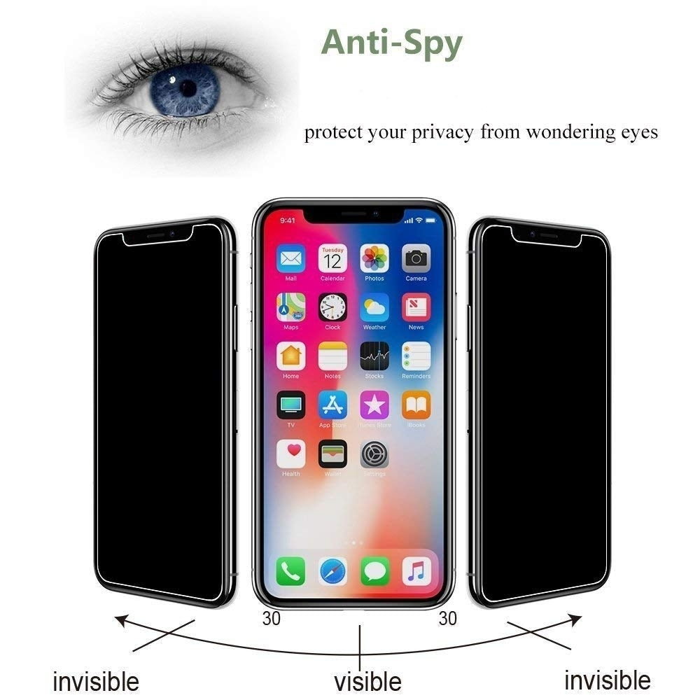 For Apple iPhone XS Max Front and Back Coverage Tempered Privacy Screen Protector Anti-Spy Tempered Glass Film 3D Full Image 4