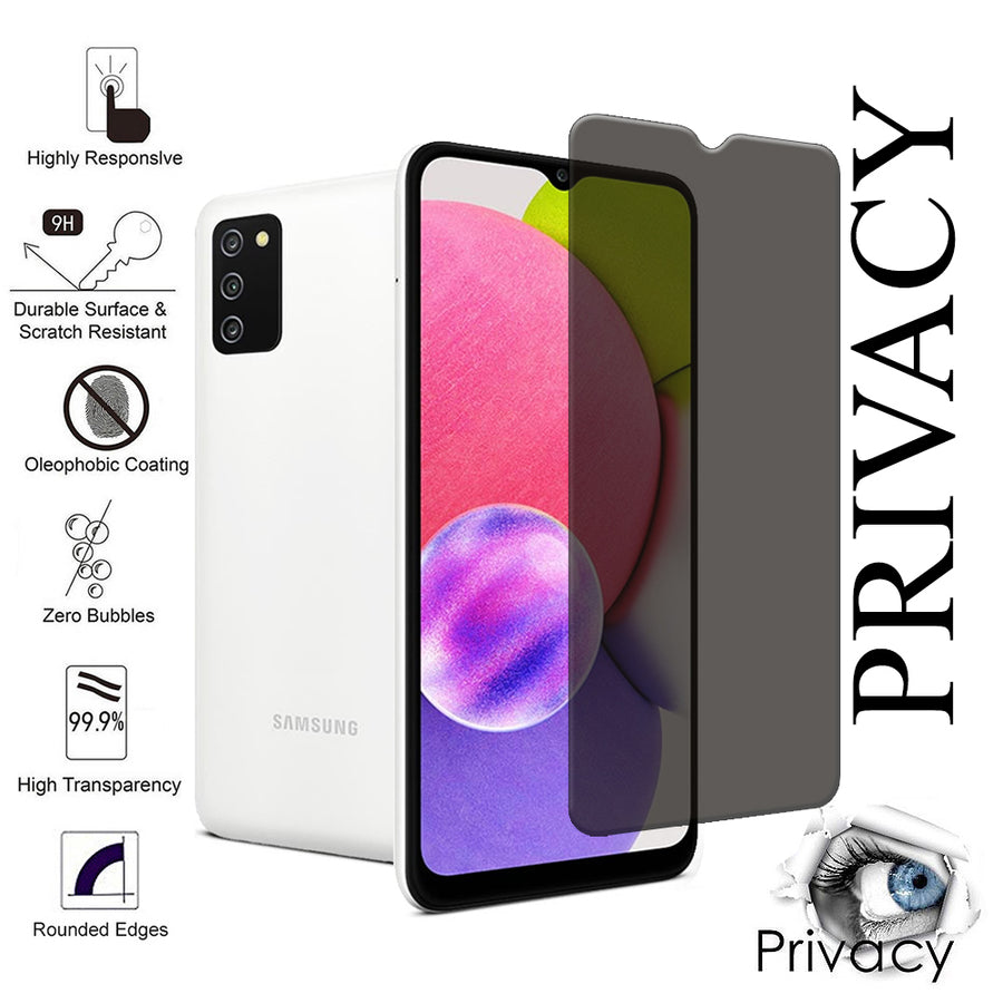 For Samsung Galaxy A03S Privacy Screen Protector Anti-Spy Tempered Glass Film 3D Full Coverage Image 1